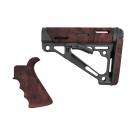 AR-15/M-16 Kit - Finger Groove Beavertail Grip and OverMolded Collapsible Buttstock - Fits Commercial Buffer Tube - Red Lava Rubber